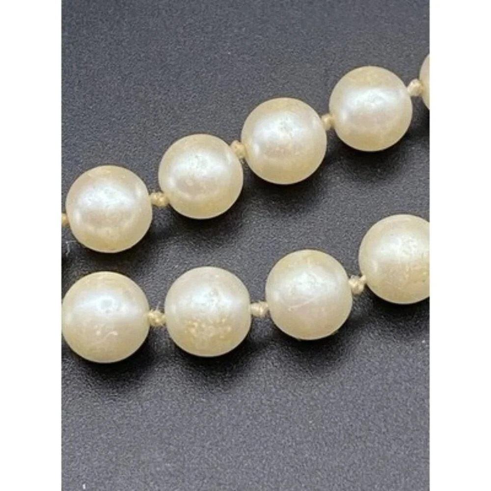 VTG Carolee Double Strand Faux Pearl Necklace 16" Knotted Glass 8mm Beads LOOK - Picture 11 of 16
